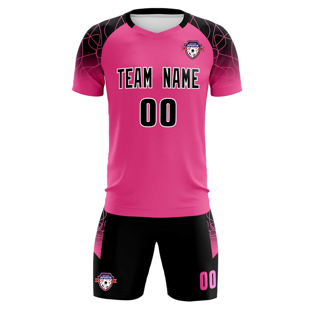 Custom Rose Red Classic Soccer Training Sets Jersey For Adults/Kids