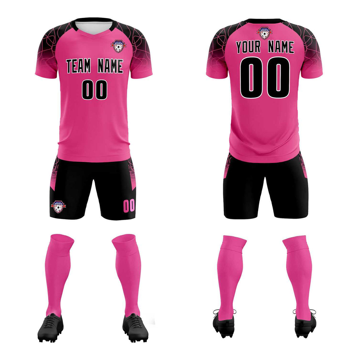 Custom Rose Red Classic Soccer Training Sets Jersey For Adults/Kids