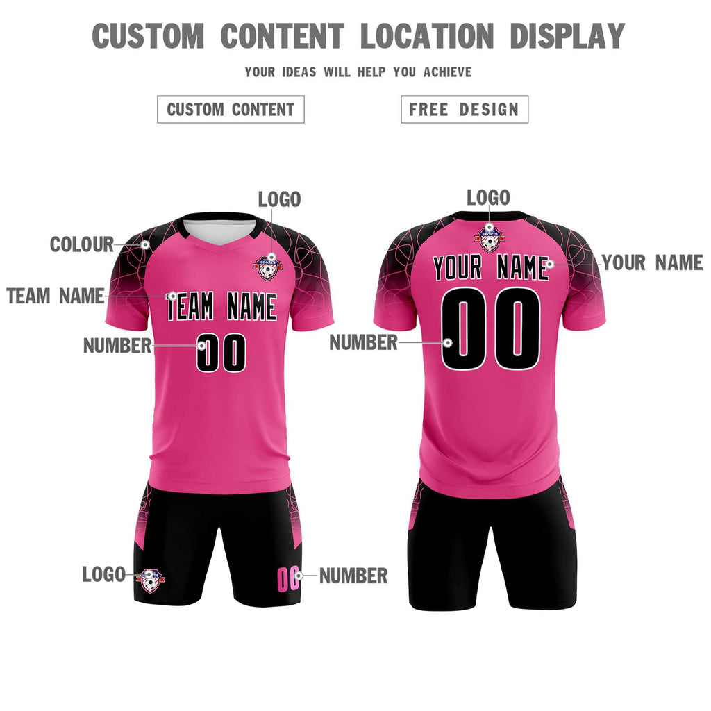 Custom Rose Red Classic Soccer Training Sets Jersey For Adults/Kids
