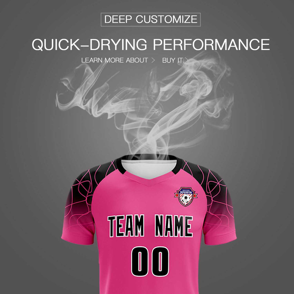 Custom Rose Red Classic Soccer Training Sets Jersey For Adults/Kids