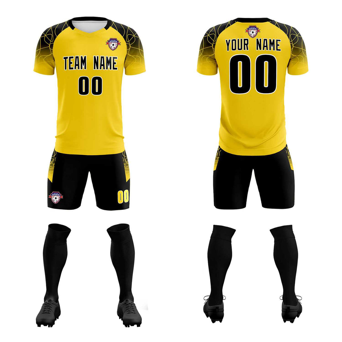 Custom Gold Classic Soccer Training Sets Jersey For Adults/Kids