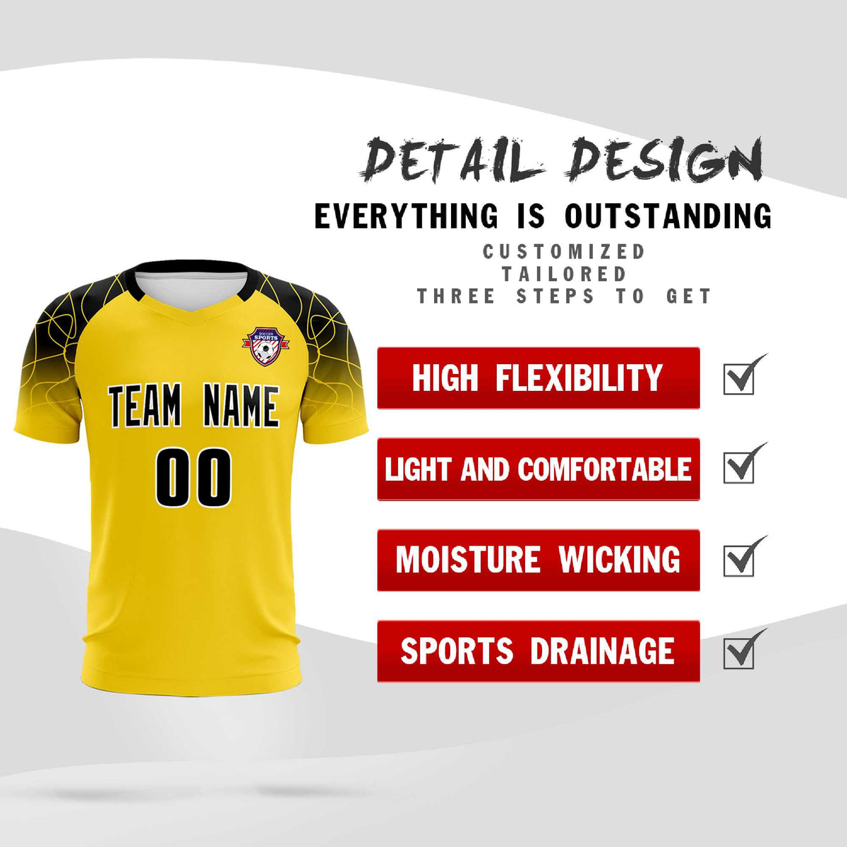 Custom Gold Classic Soccer Training Sets Jersey For Adults/Kids