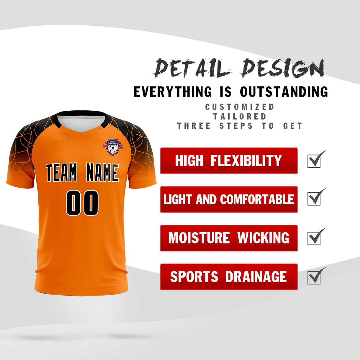 Custom Orange Classic Soccer Training Sets Jersey For Adults/Kids