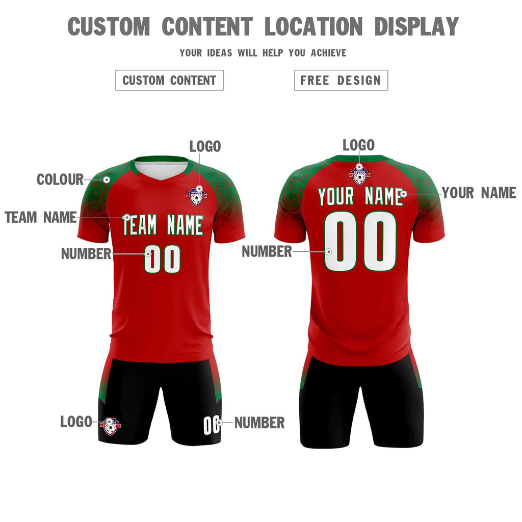 Custom Red Classic Soccer Training Sets Jersey For Adults/Kids