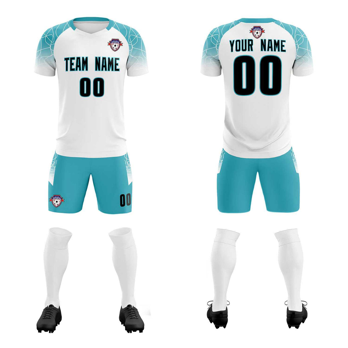 Custom White Classic Soccer Training Sets Jersey For Adults/Kids