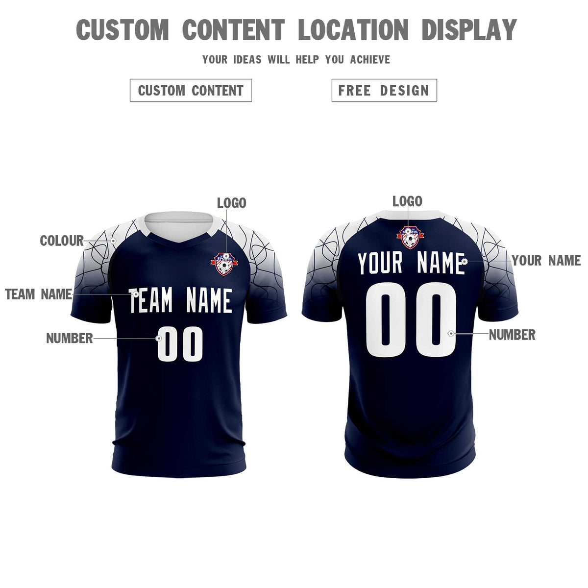 Custom Navy Classic Soccer Training Sets Jersey For Adults/Kids