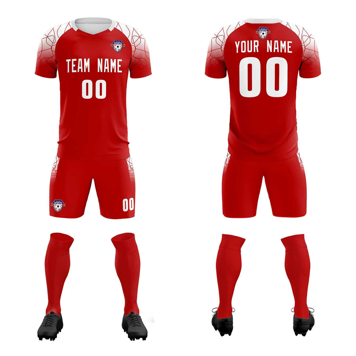 Custom Red Classic Soccer Training Sets Jersey For Adults/Kids