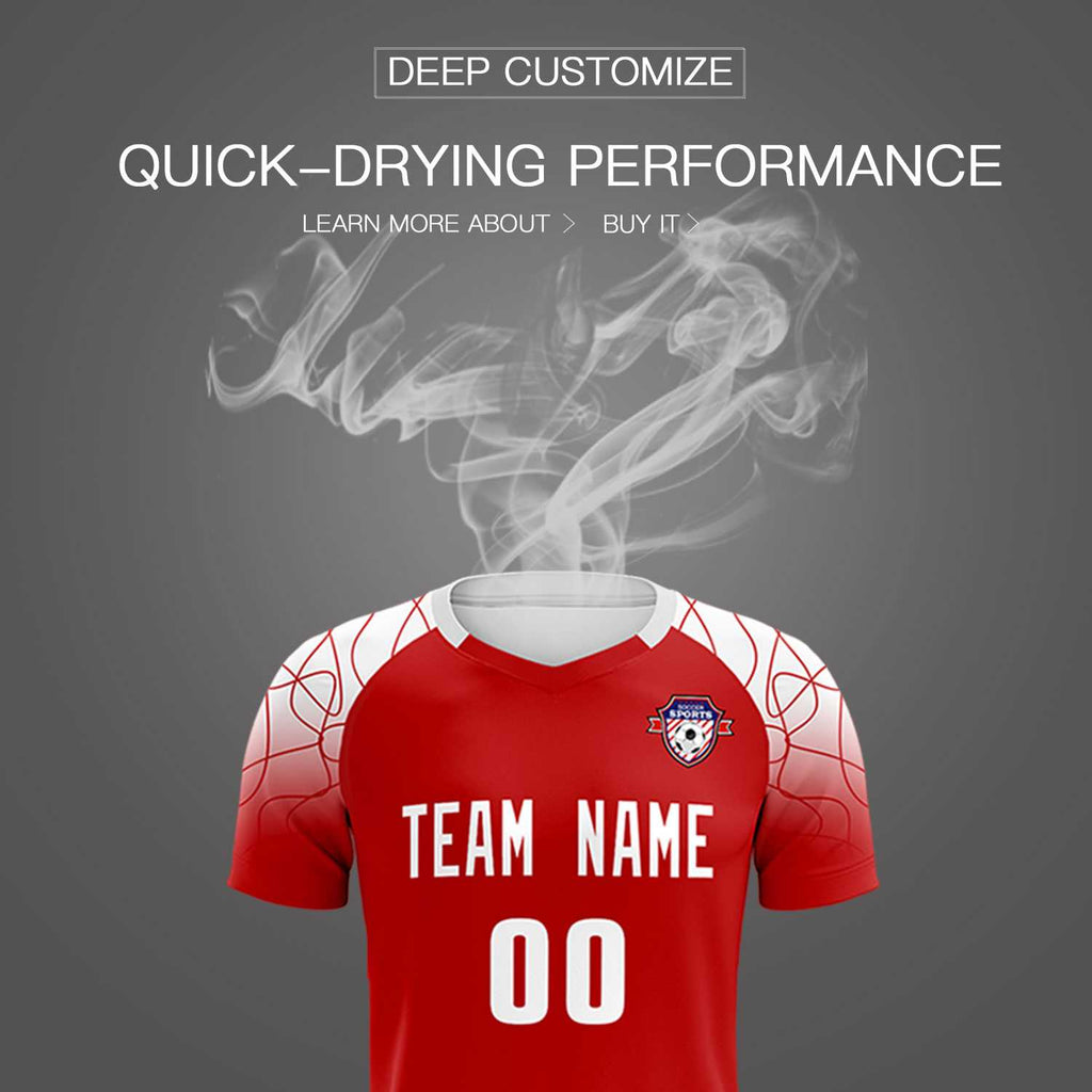 Custom Red Classic Soccer Training Sets Jersey For Adults/Kids