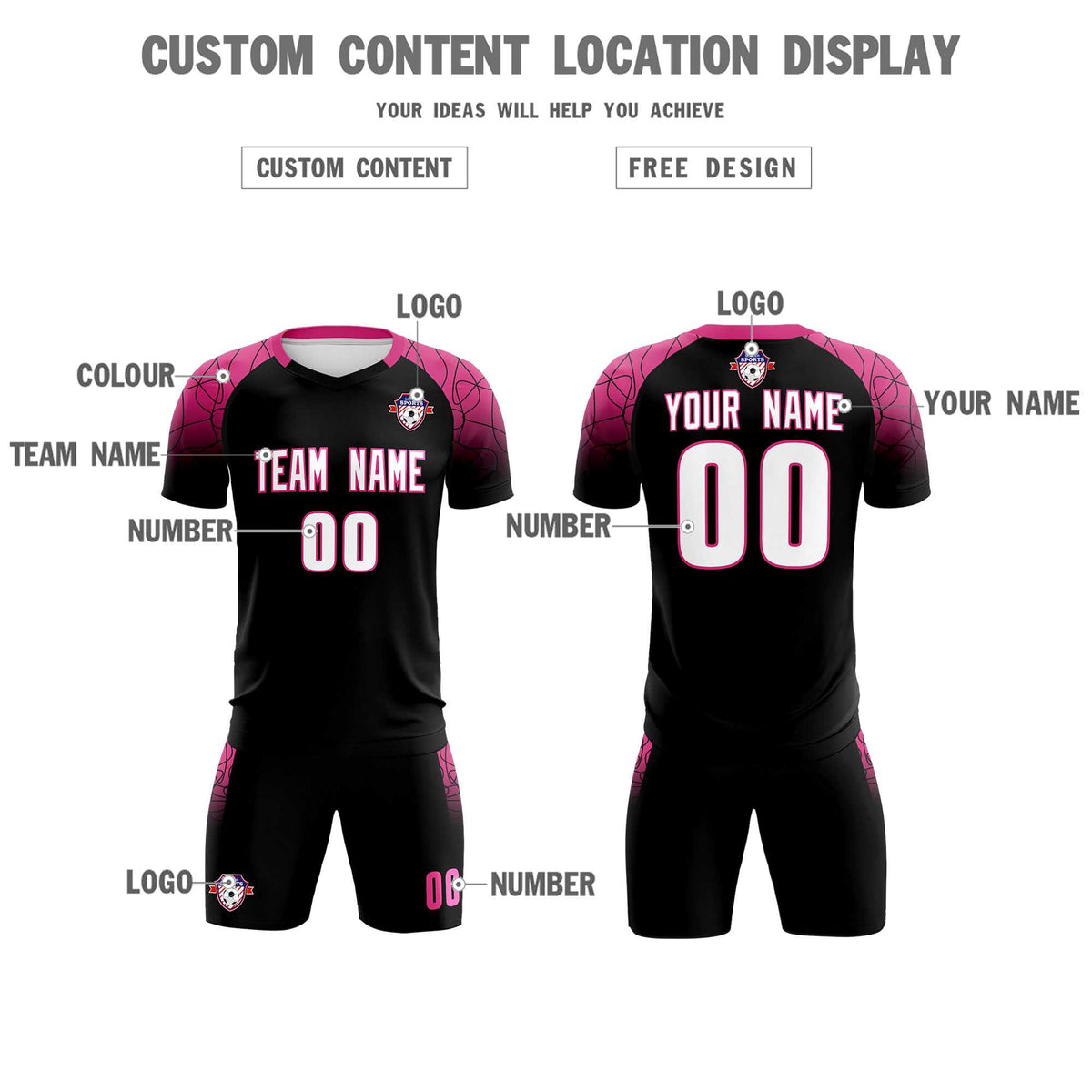 Custom Black Classic Soccer Training Sets Jersey For Adults/Kids
