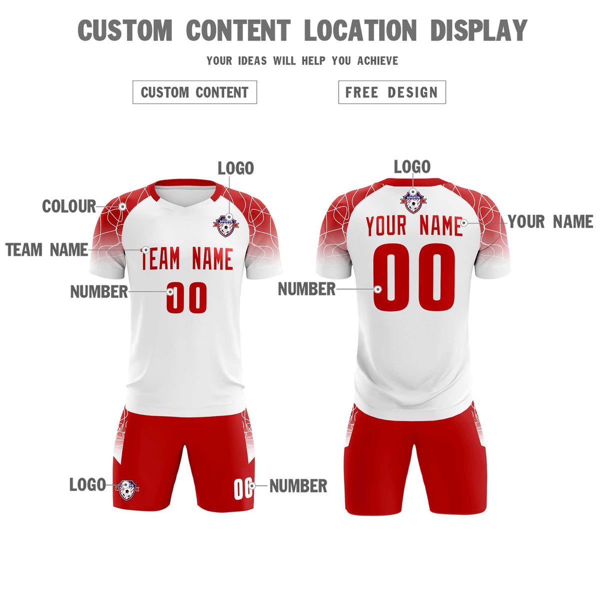 Custom White Classic Soccer Training Sets Jersey For Adults/Kids