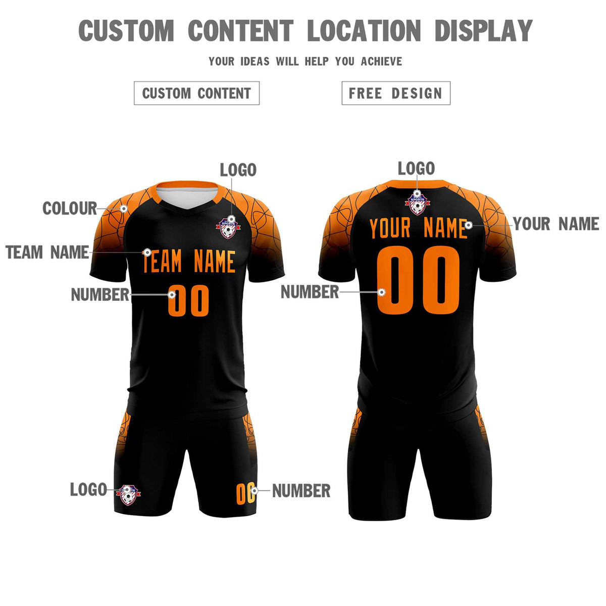 Custom Black Classic Soccer Training Sets Jersey For Adults/Kids