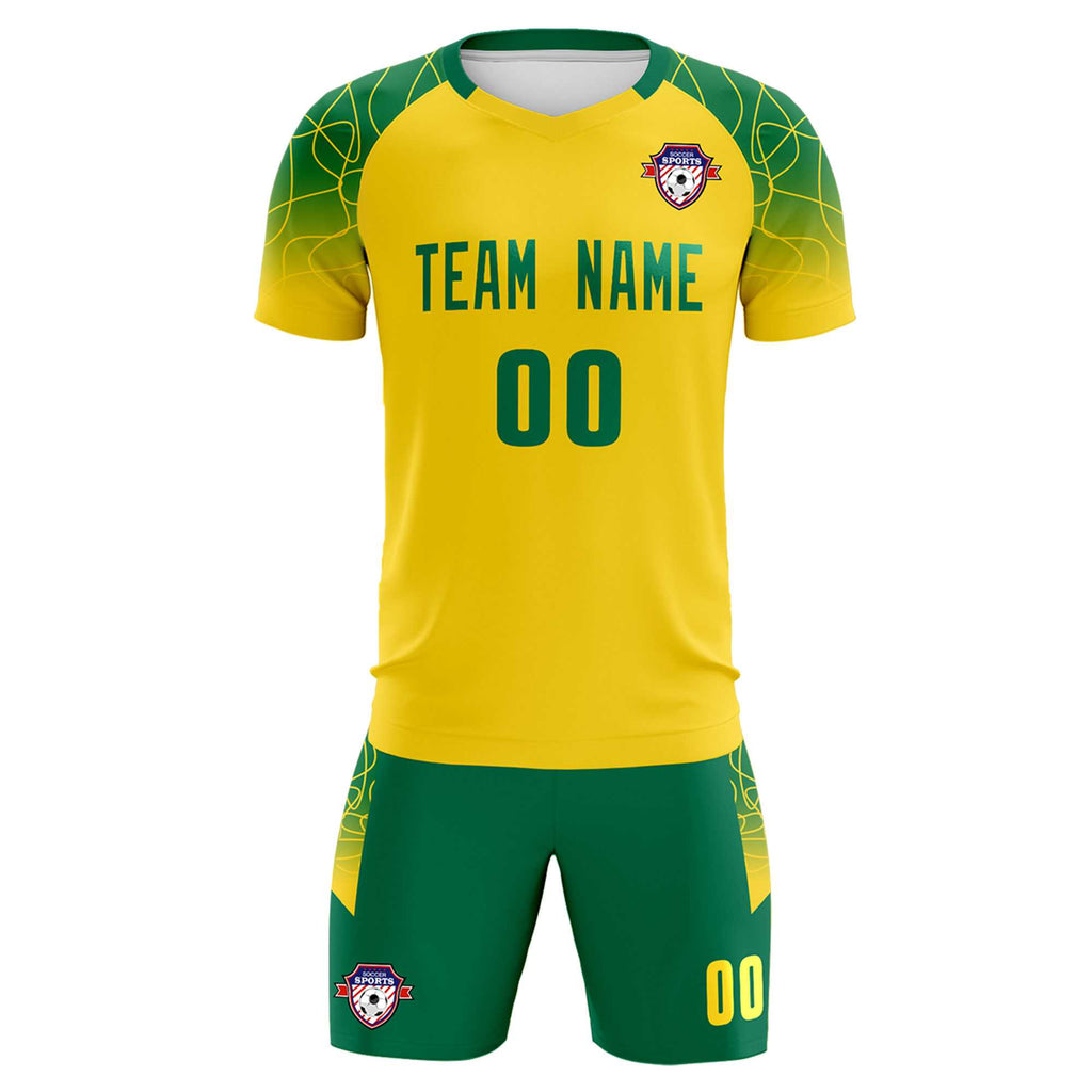 Custom Gold Classic Soccer Training Sets Jersey For Adults/Kids