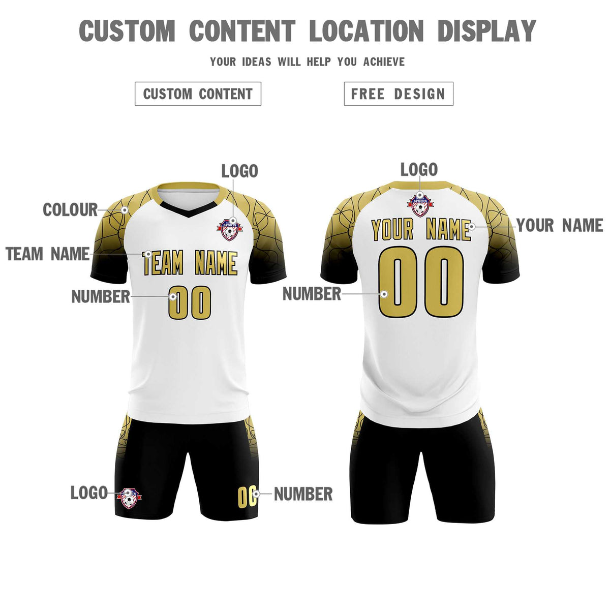 Custom White Classic Soccer Training Sets Jersey For Adults/Kids
