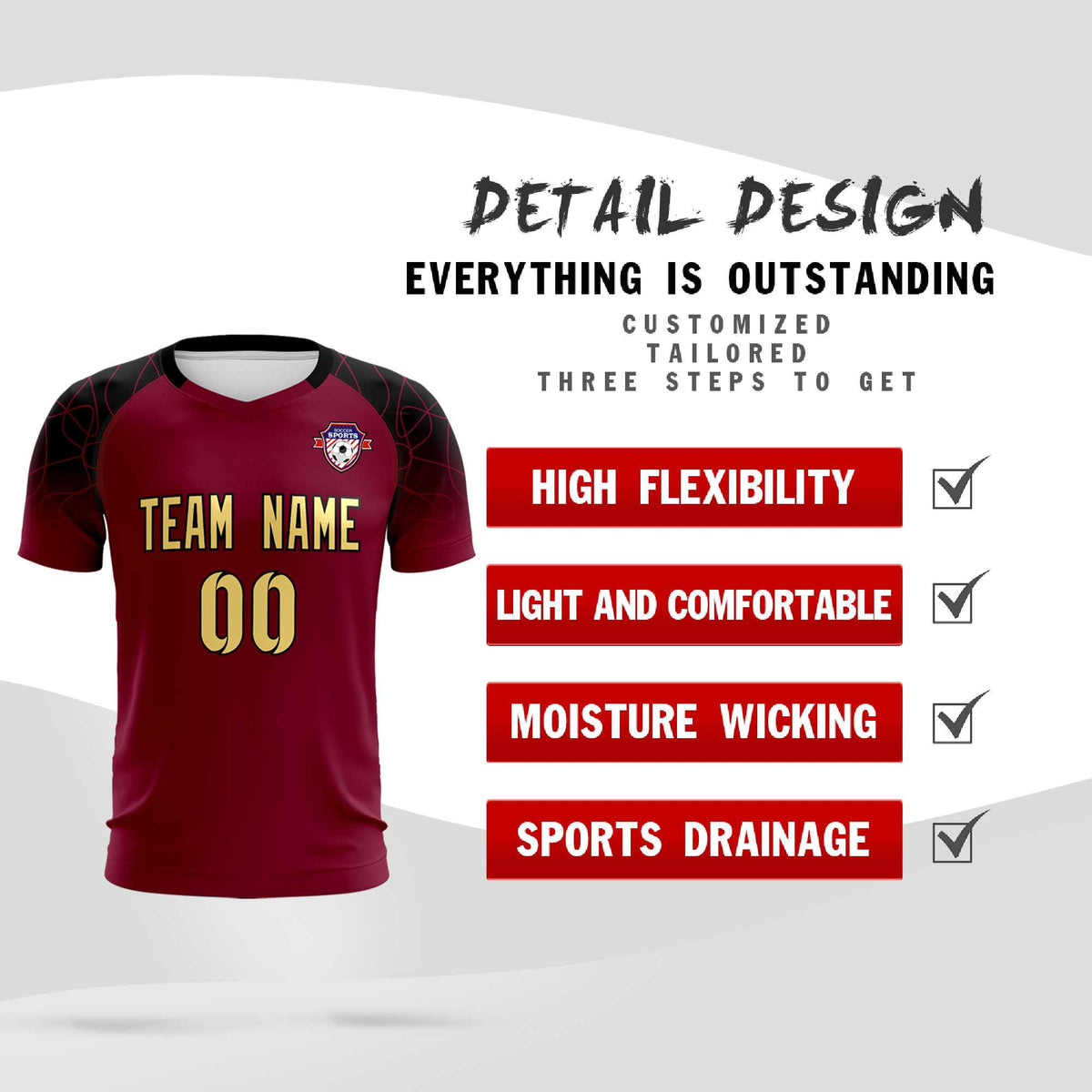 Custom Crimson Classic Soccer Training Sets Jersey For Adults/Kids