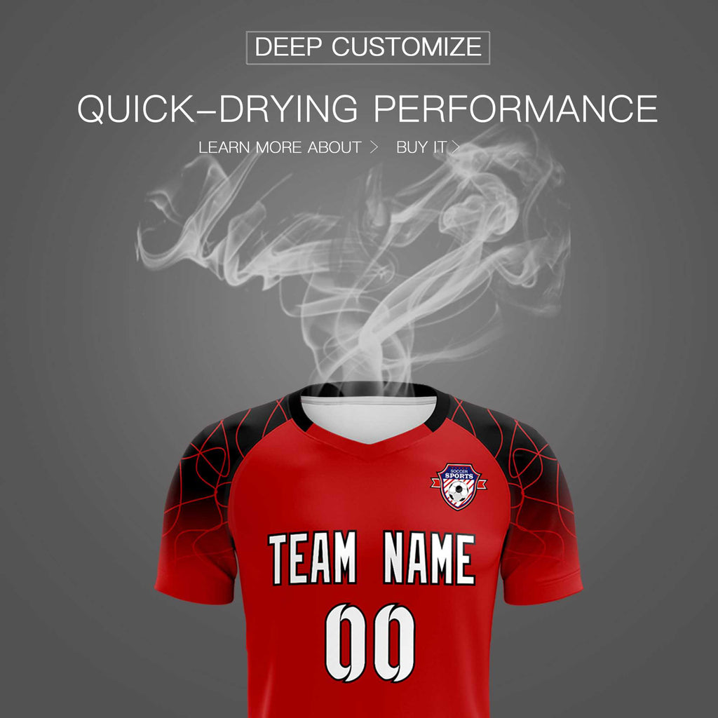 Custom Red Classic Soccer Training Sets Jersey For Adults/Kids