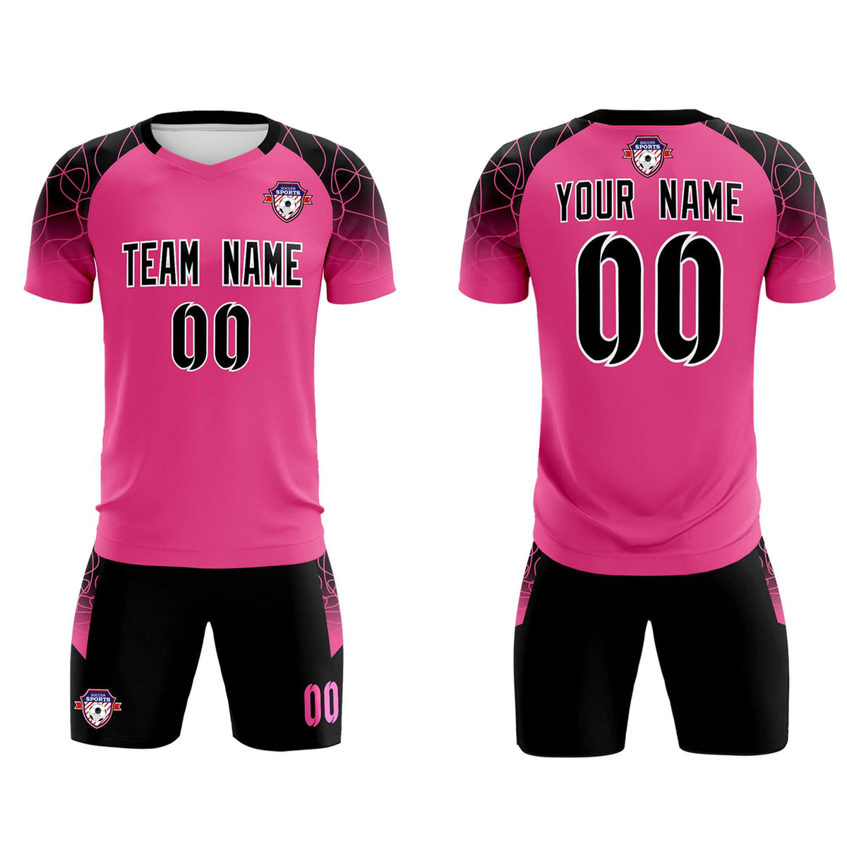 Custom Rose Red Classic Soccer Training Sets Jersey For Adults/Kids