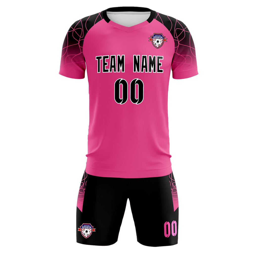 Custom Rose Red Classic Soccer Training Sets Jersey For Adults/Kids