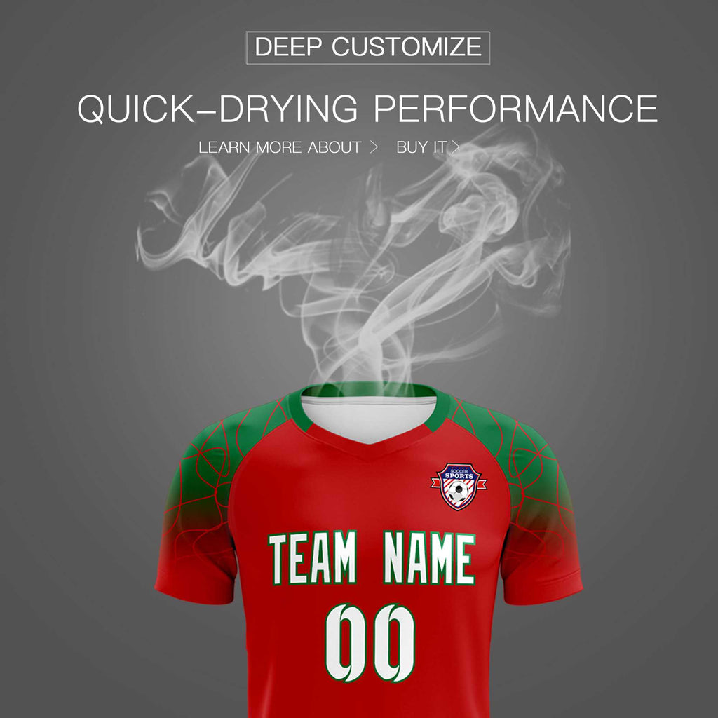 Custom Red Classic Soccer Training Sets Jersey For Adults/Kids