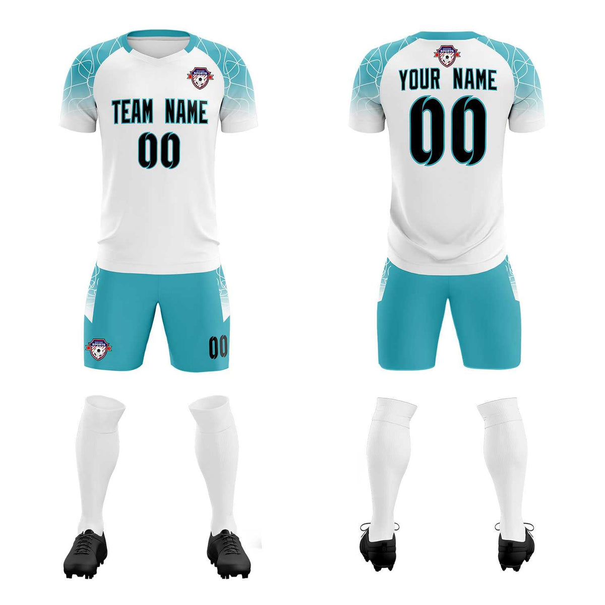 Custom White Classic Soccer Training Sets Jersey For Adults/Kids