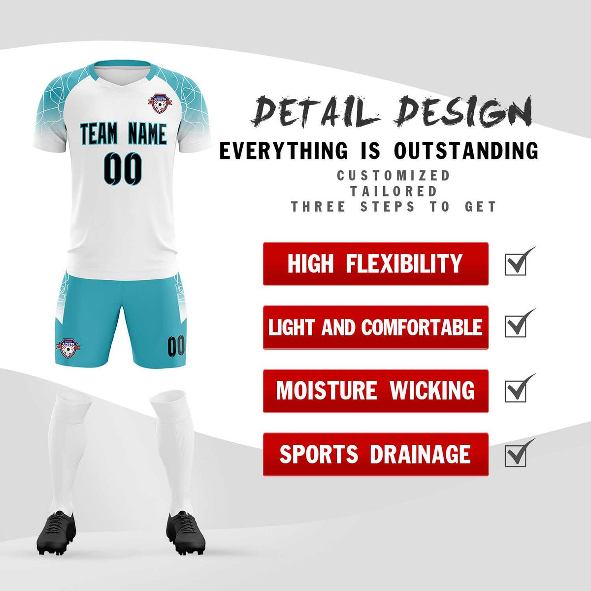Custom White Classic Soccer Training Sets Jersey For Adults/Kids