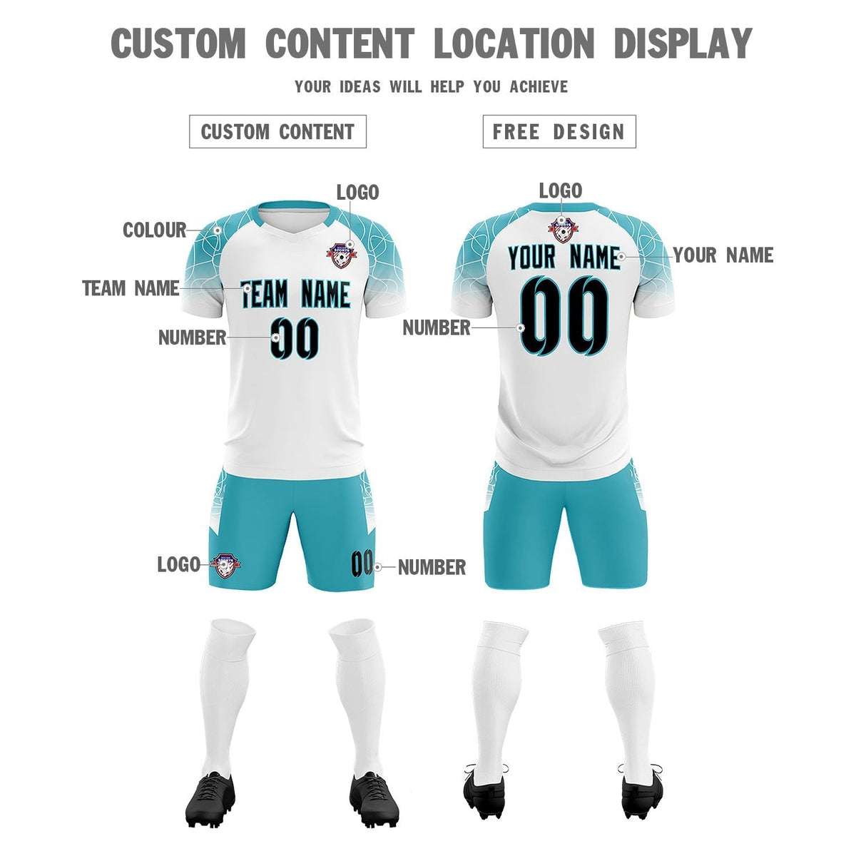 Custom White Classic Soccer Training Sets Jersey For Adults/Kids