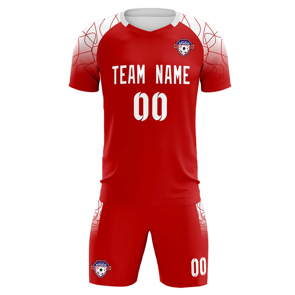Custom Red Classic Soccer Training Sets Jersey For Adults/Kids