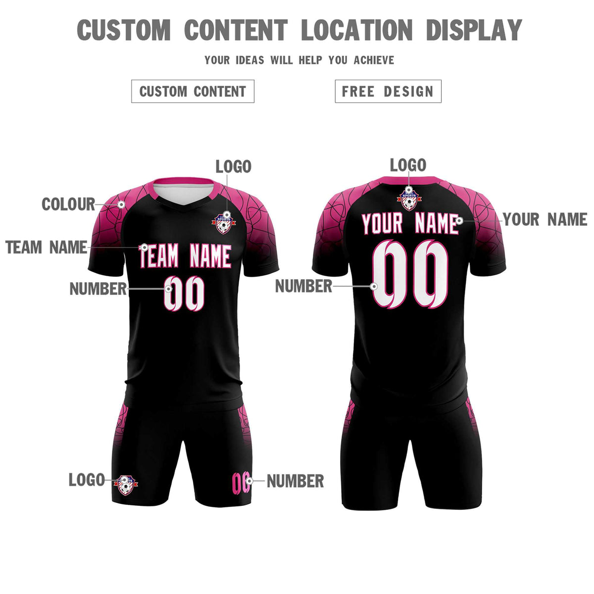 Custom Black Classic Soccer Training Sets Jersey For Adults/Kids