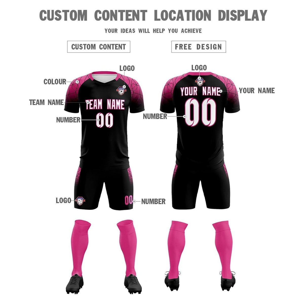Custom Black Classic Soccer Training Sets Jersey For Adults/Kids