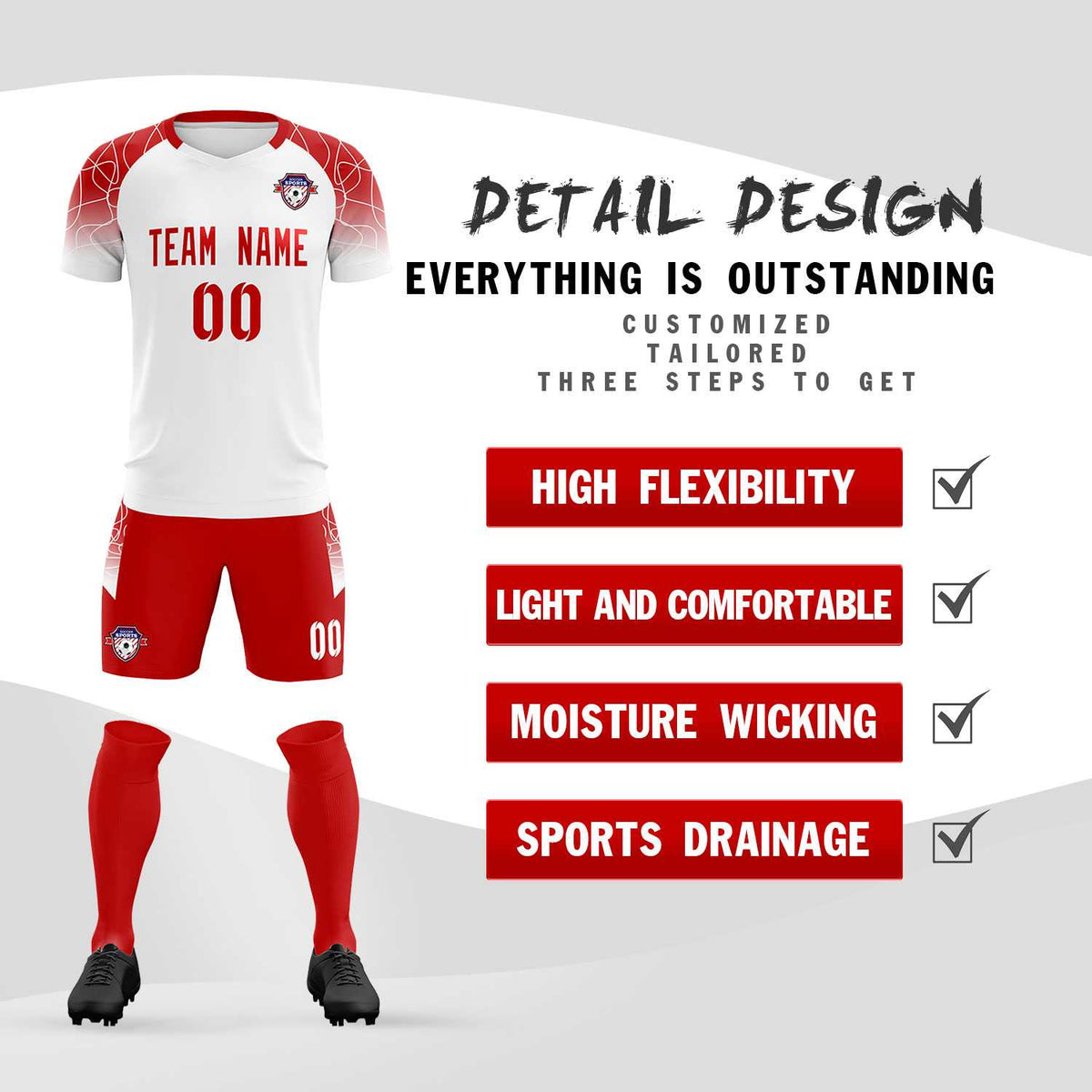 Custom White Classic Soccer Training Sets Jersey For Adults/Kids