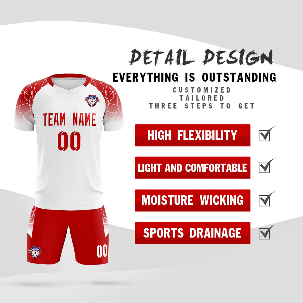 Custom White Classic Soccer Training Sets Jersey For Adults/Kids