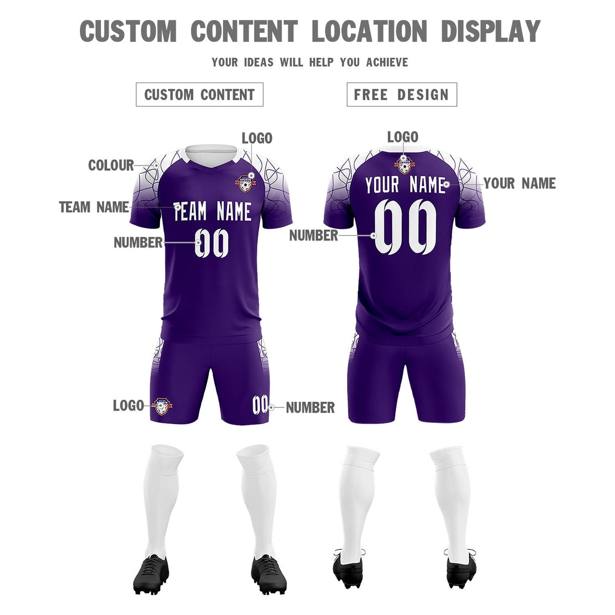 Custom Purple Classic Soccer Training Sets Jersey For Adults/Kids