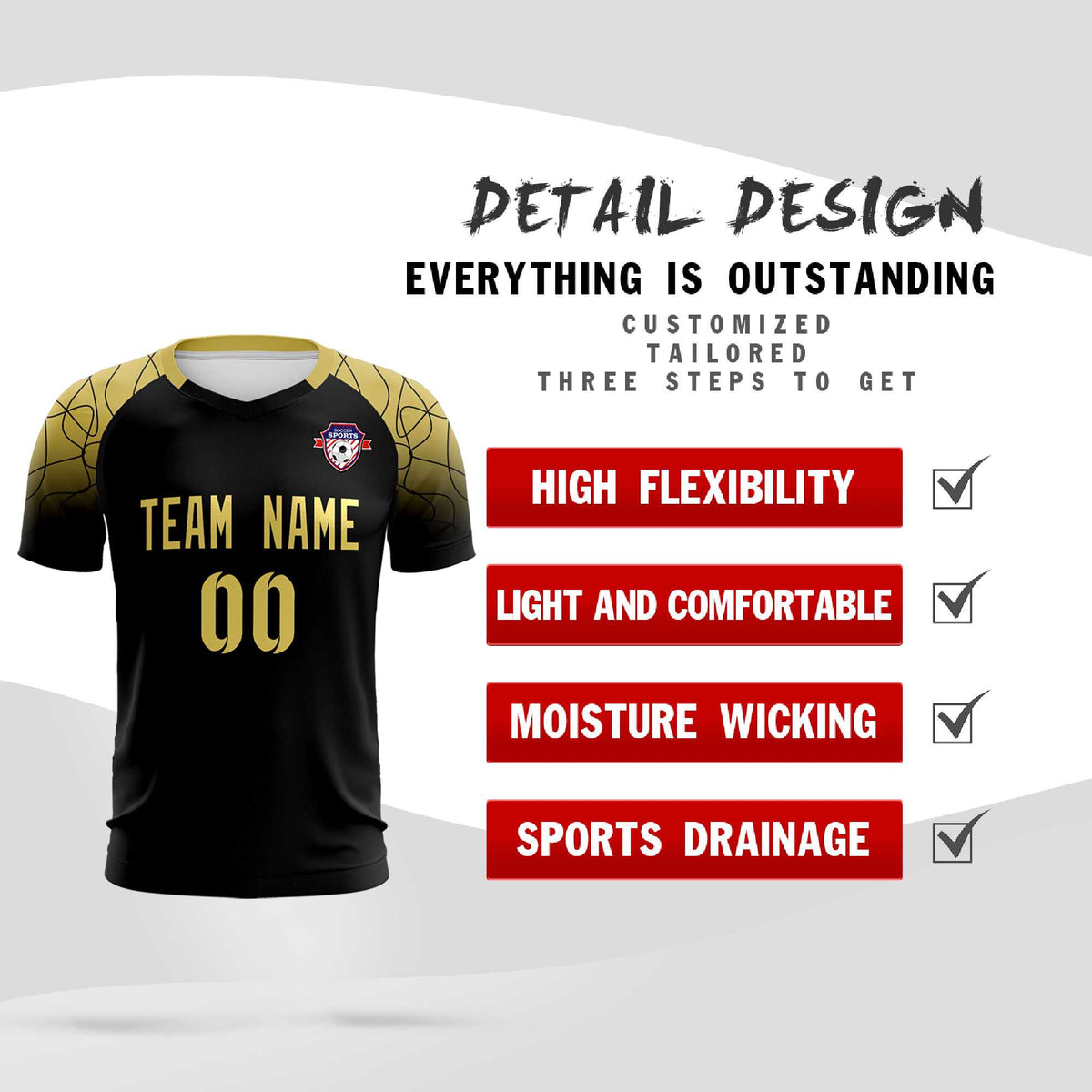 Custom Black Classic Soccer Training Sets Jersey For Adults/Kids