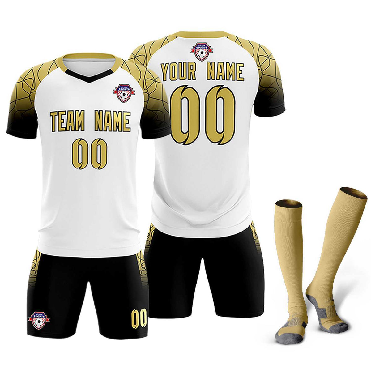 Custom White Classic Soccer Training Sets Jersey For Adults/Kids