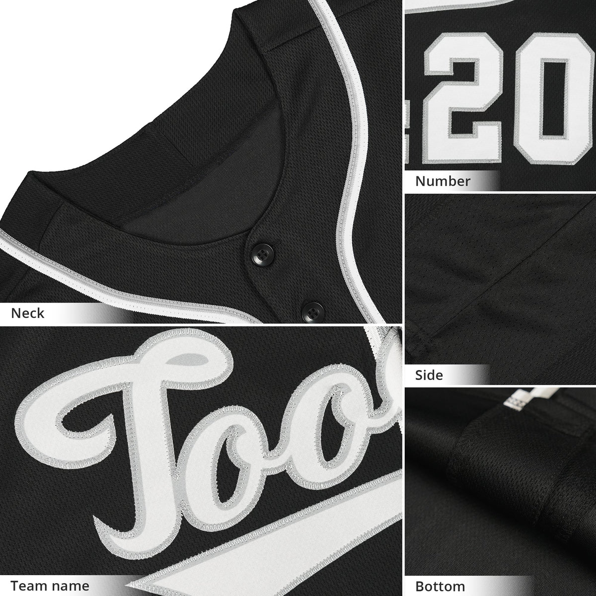 Custom Black Gray-White Classic Style Authentic Baseball Jersey