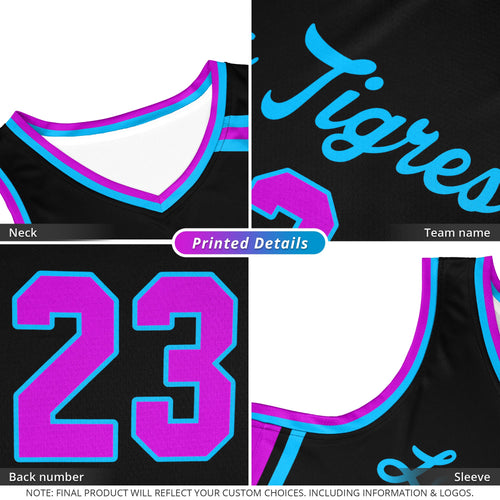 Custom Black Powder Blue Classic Tops Mesh Basketball Jersey