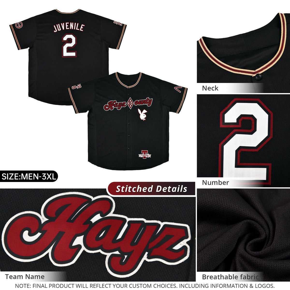 Custom Black Crimson-Cream Classic Style Authentic Baseball Jersey