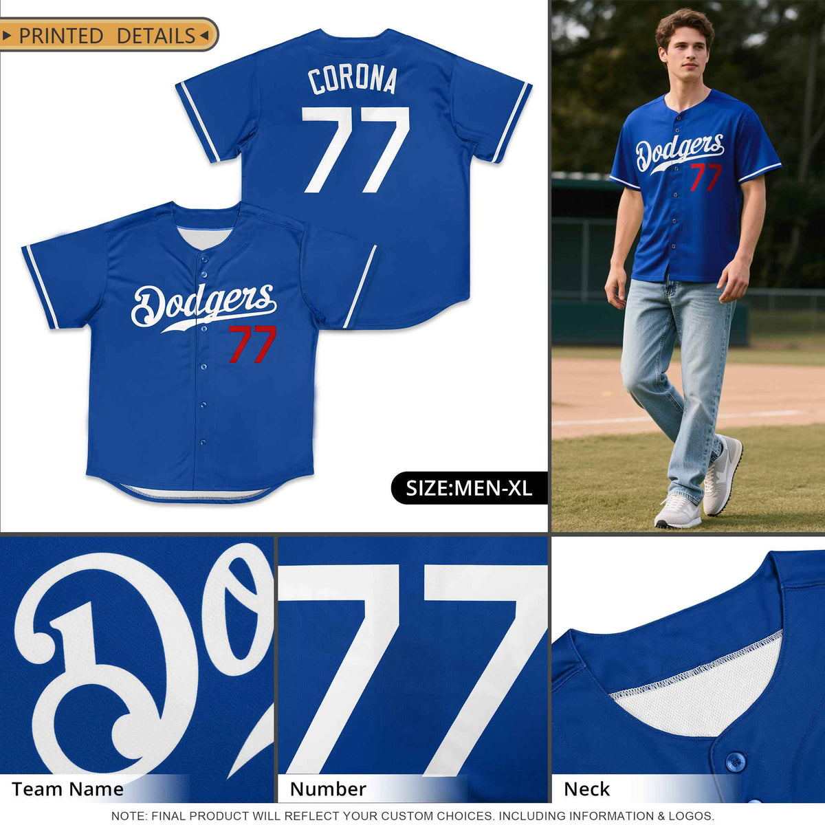 Custom Powder Blue Red-Navy Classic Style Authentic Baseball Jersey