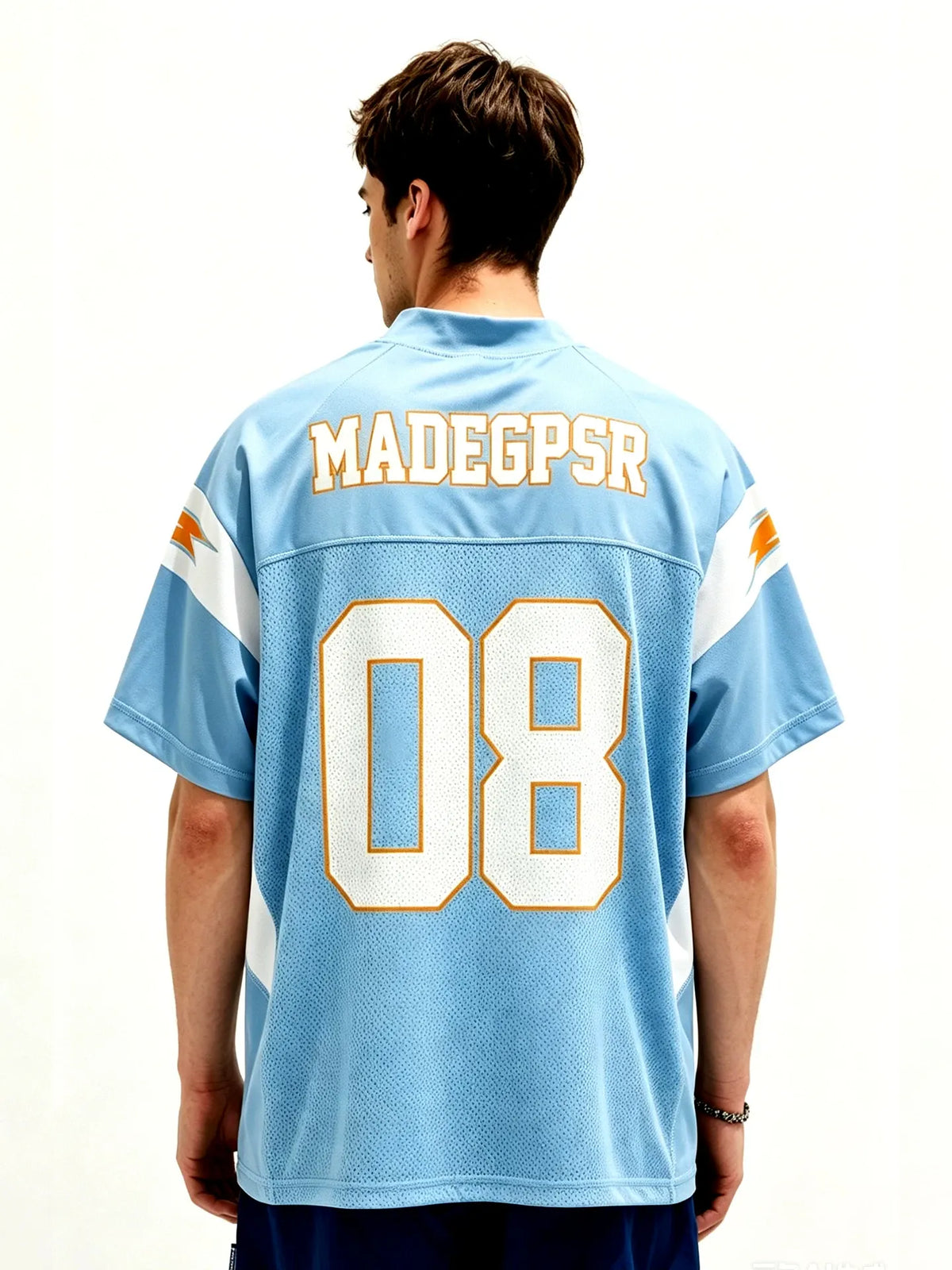 Blue #08 Football Jersey Shirt – Retro Sportswear Style