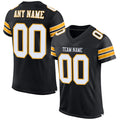 Custom Black White-Gold Classic Style Mesh Authentic Football Jersey