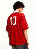 Red #10 Football Jersey Shirt – Retro Sportswear Style