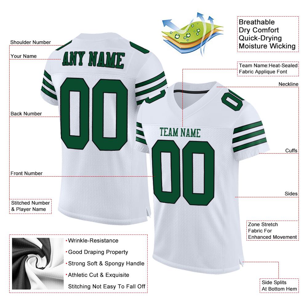 Custom White Gotham Green-Black Classic Style Mesh Authentic Football Jersey